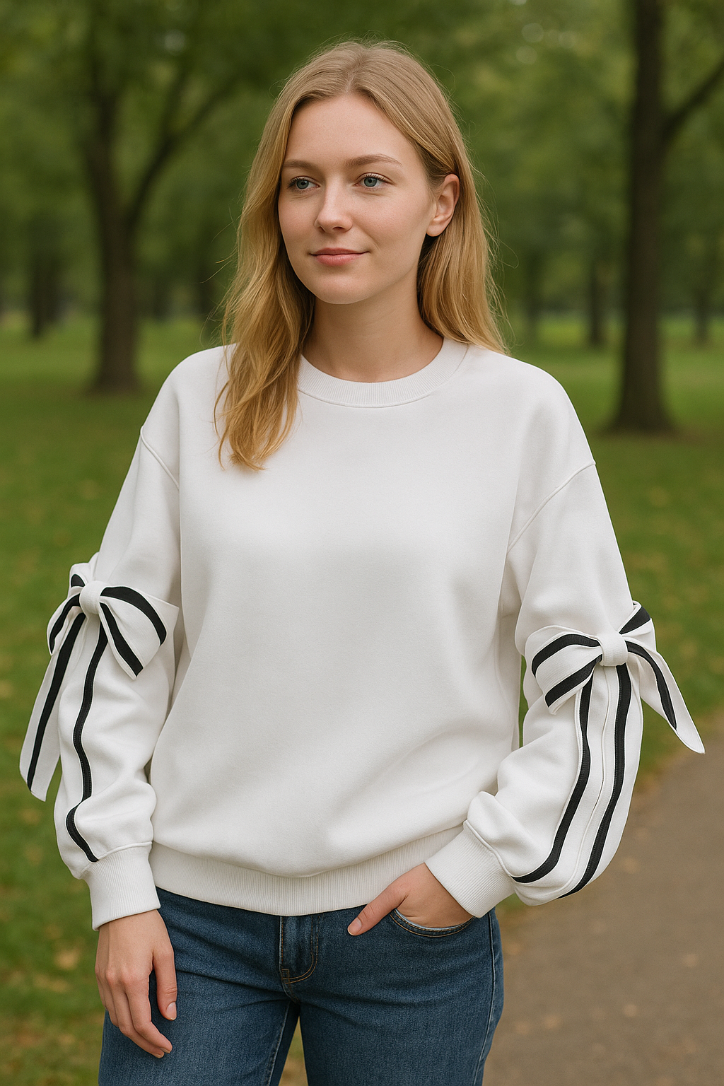 Trendy Sweatshirt met Strikmouwen