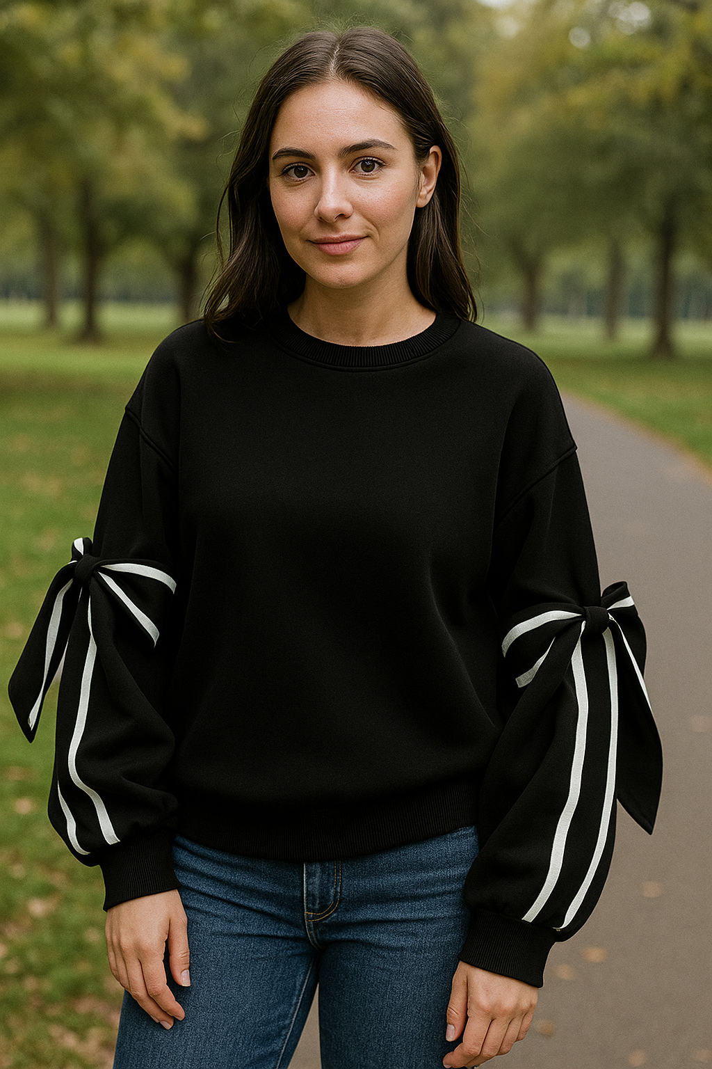 Trendy Sweatshirt met Strikmouwen